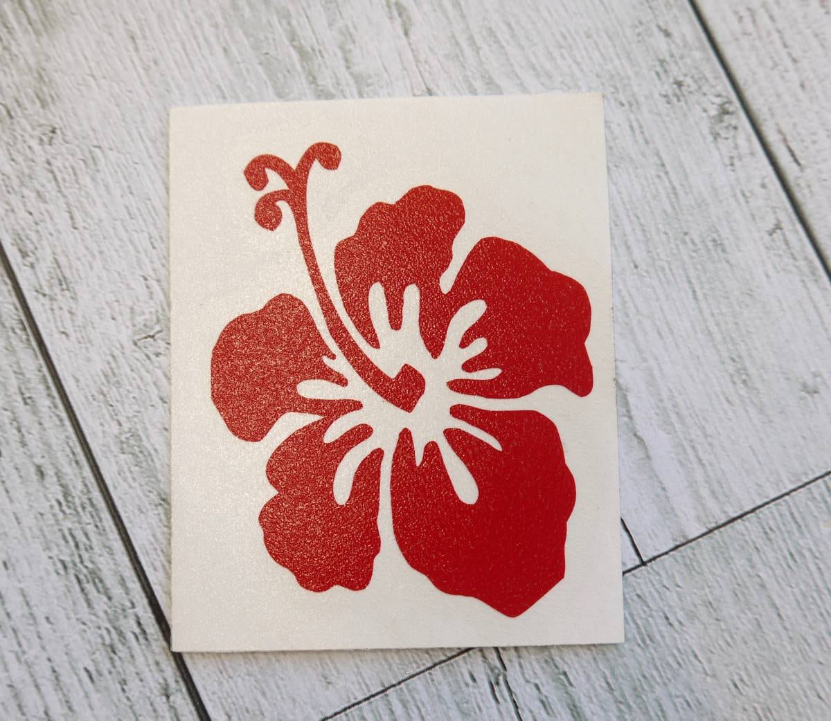 ★ハワイ直輸入ステッカー ★転写式 ハイビスカス /ミニサイズ ステッカー<レッド 19>