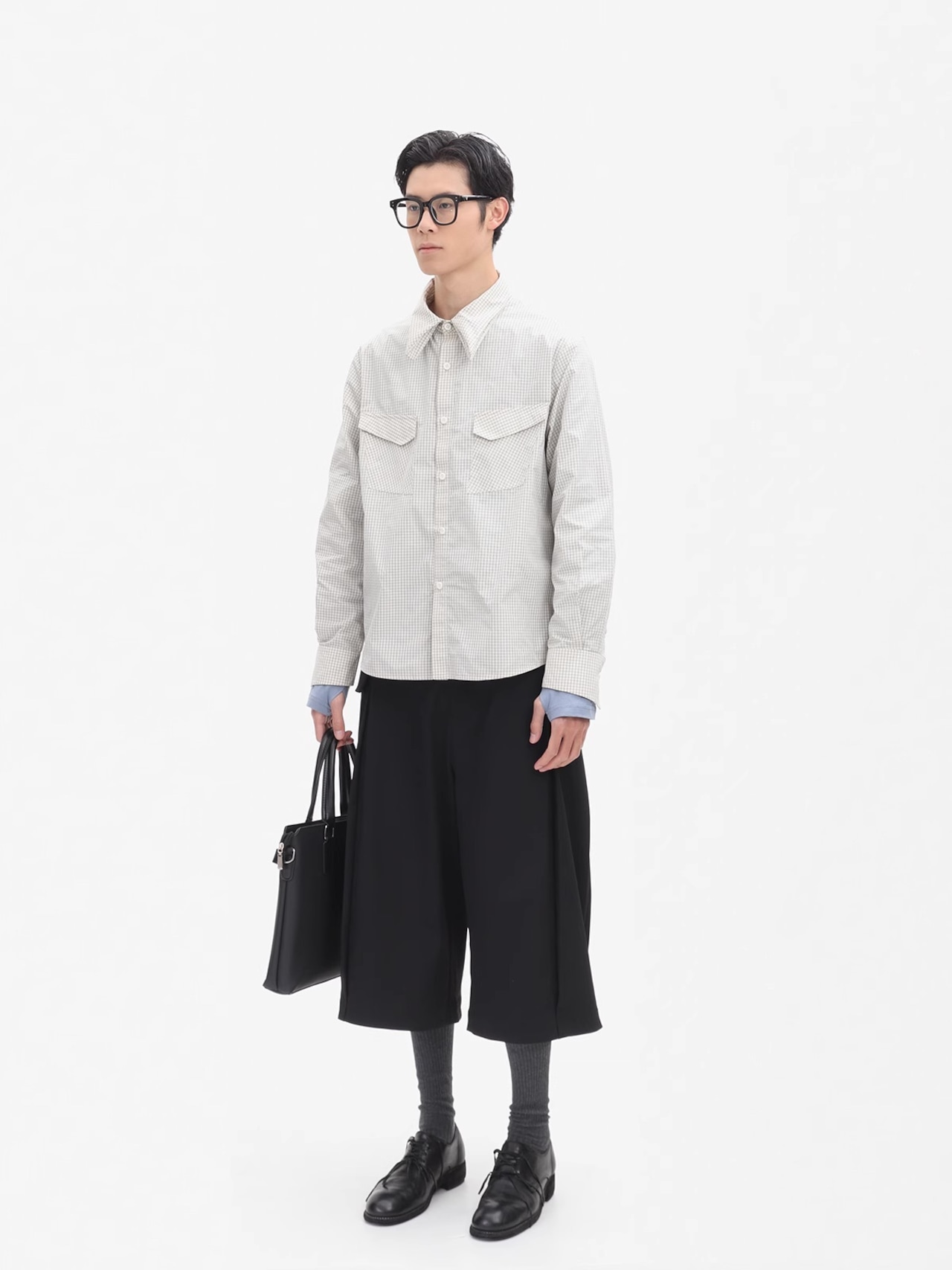Nothingnoth Check Box Collar Shirt