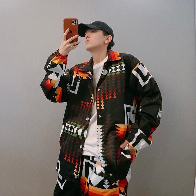 予約販売】ジャケット アウター コーチジャケット メンズ ネイティブ柄