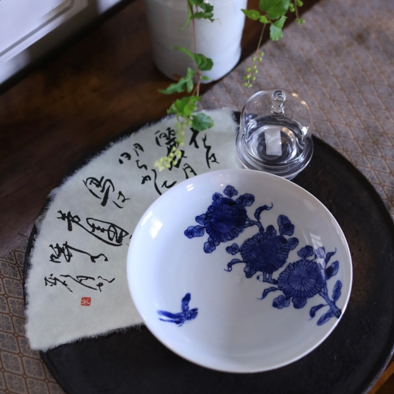 AS　加藤幸治　染付菊紋6寸皿