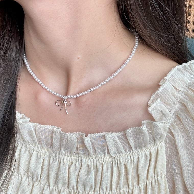 パールリボンネックレス | lattencos