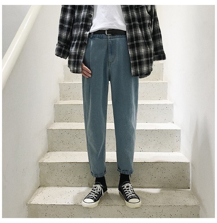全2色 デニム パンツ ストレート カジュアル シンプル 無地