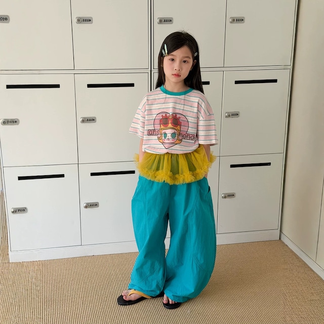 【KID】アングルドライビングストライプ半袖Tシャツ - 1