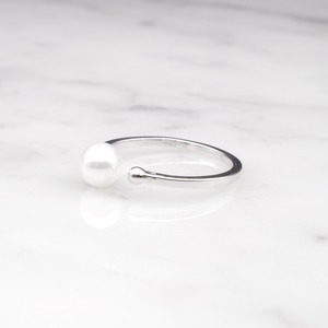 S925 SINGLE PEARL OPEN RING SILVER