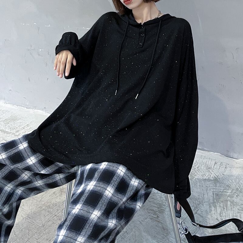 セーター レディースオータムブラックルーズ薄手スタンダードコート レトロ 秋物 ラブタオタオダレンハウス10582340981