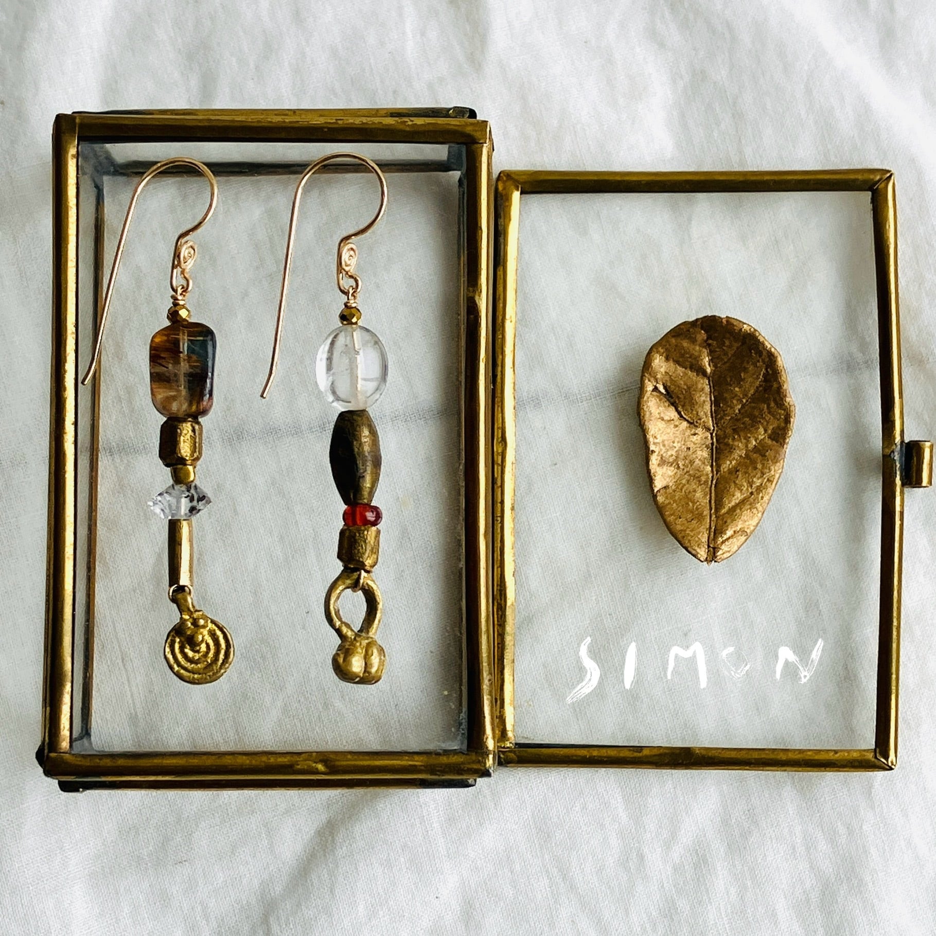 アンティーク♡グリフィスセット Grandfather clock 古時計 アンティーク調K14gfピアス 1点もの | simon