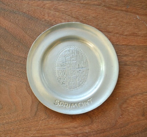 ベルギー買い付け 古い錫のプレート 11.7cm 豆皿 トレー コースター ピューター ETAIN アンティーク ig1792