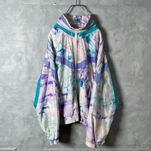 #6948 90s "adidas" geometric pattern design nylon jacket