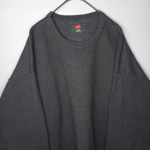 Hanes　クルーネック　スウェット　トレーナー　無地　グレー　L