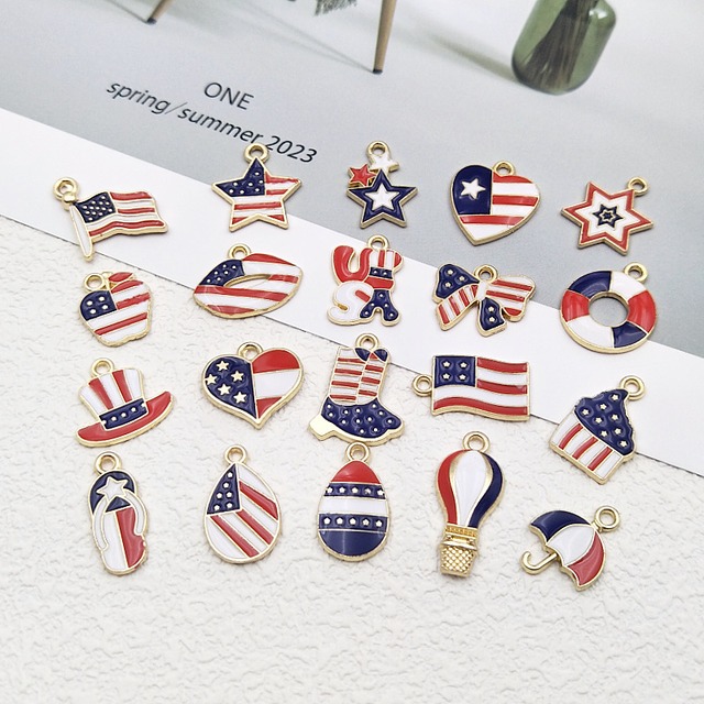 アメリカ国旗デザインのDIY合金アクセサリー