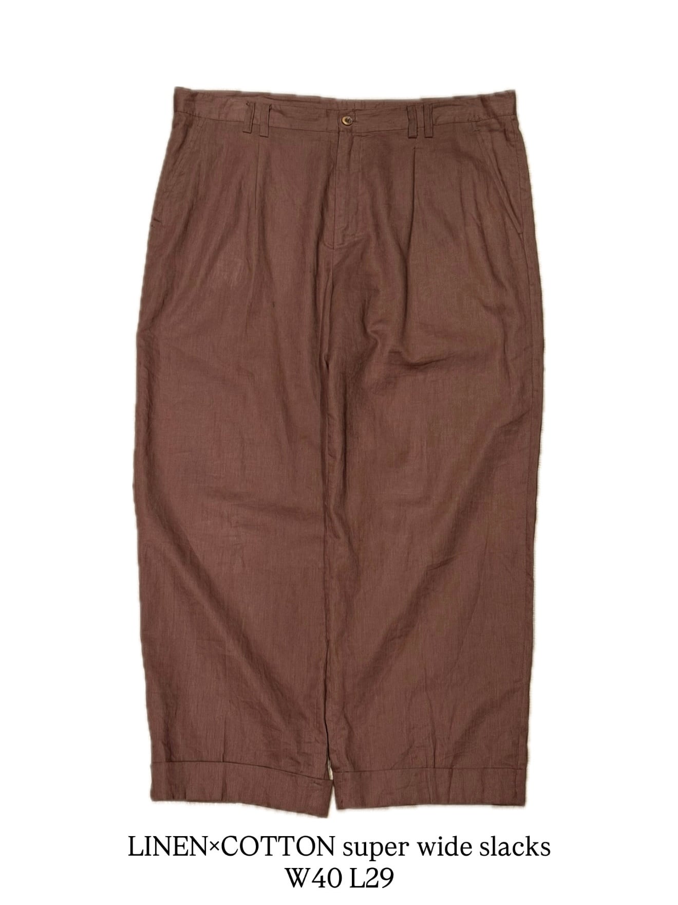 100% LINEN wide slacks 】 T. Harris London リネン パンツ