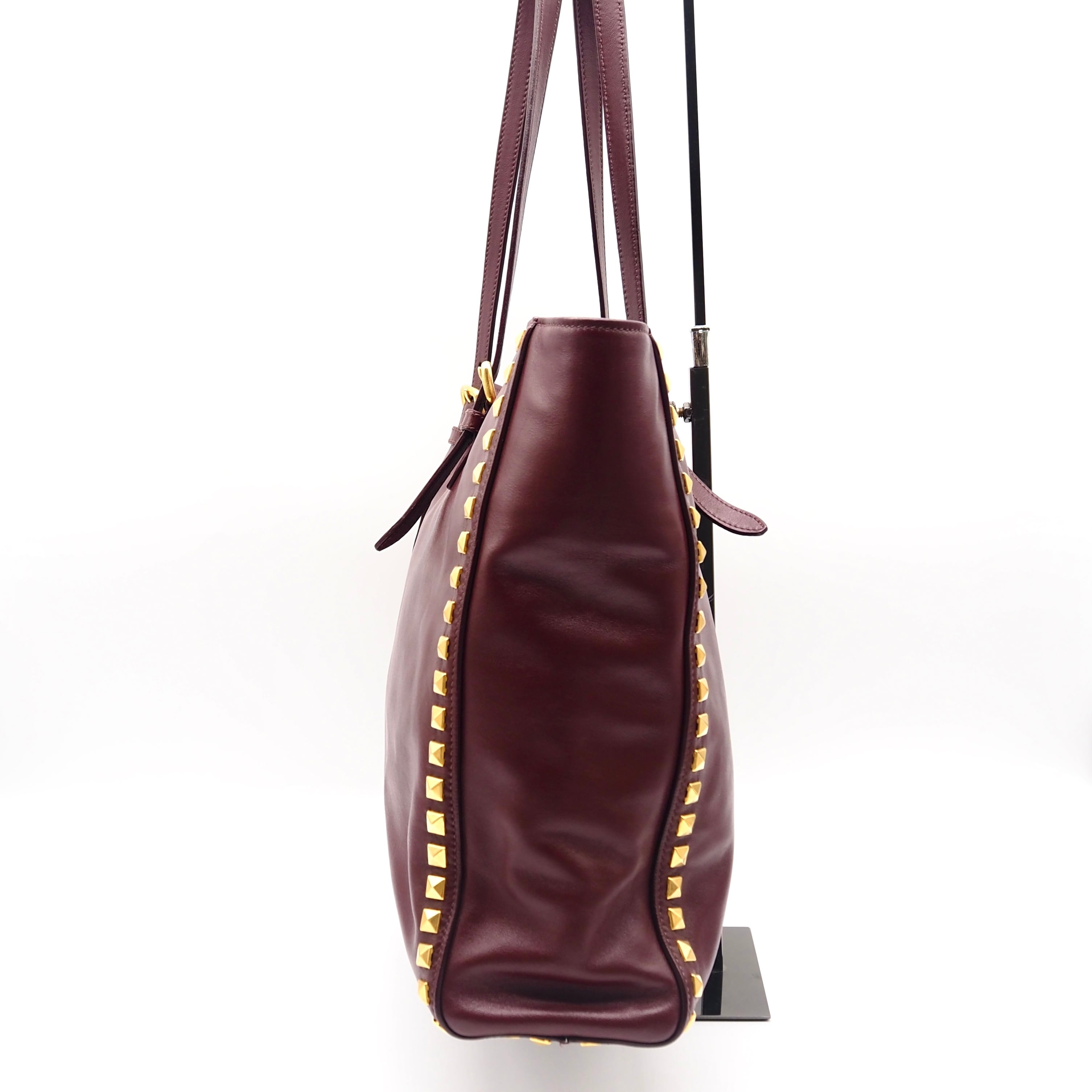 miu miu ハンドバッグ ブラウン レザー スタッズ MIUMIU スタッズ レザー トートバッグ ミュウミュウ | 2122TOKYO