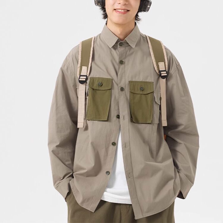 ★RETRO CONTRAST COLOR POCKET SHIRT　　　A0772