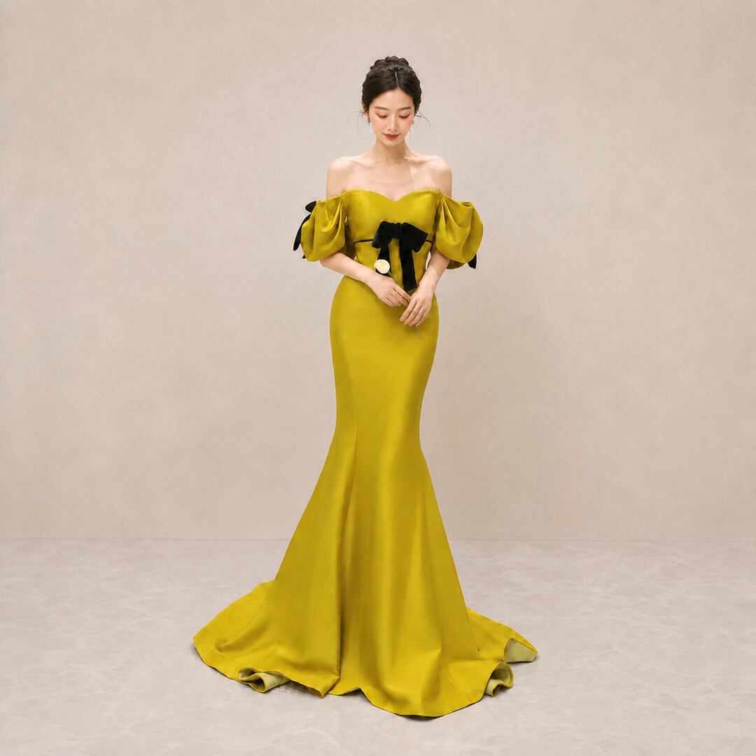 Off-Shoulder Fishtail Formal Dress V3518