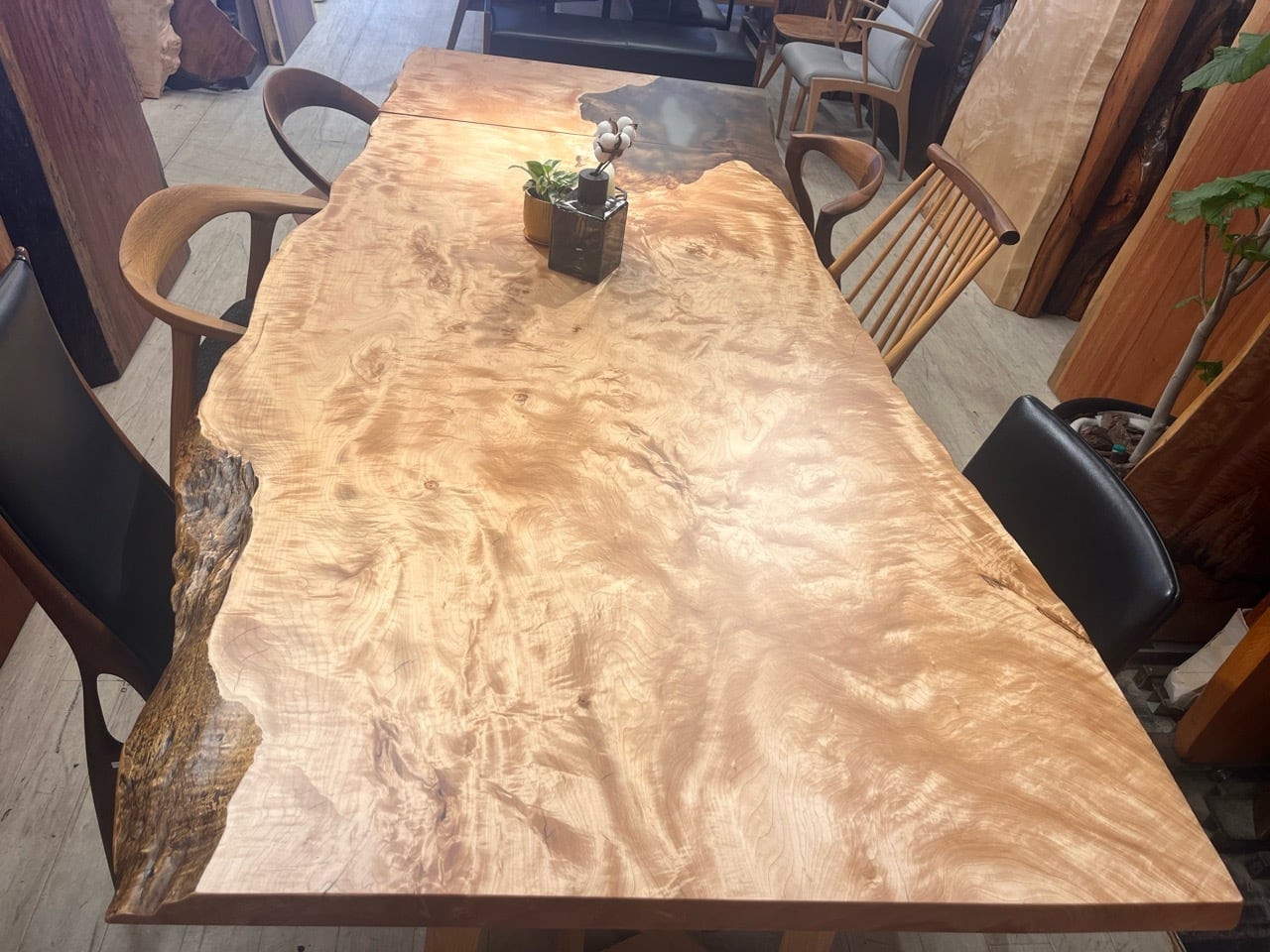 共板2枚セット】栃（トチ）_2460×990-1050-960×55_浅草本店_テーブル天