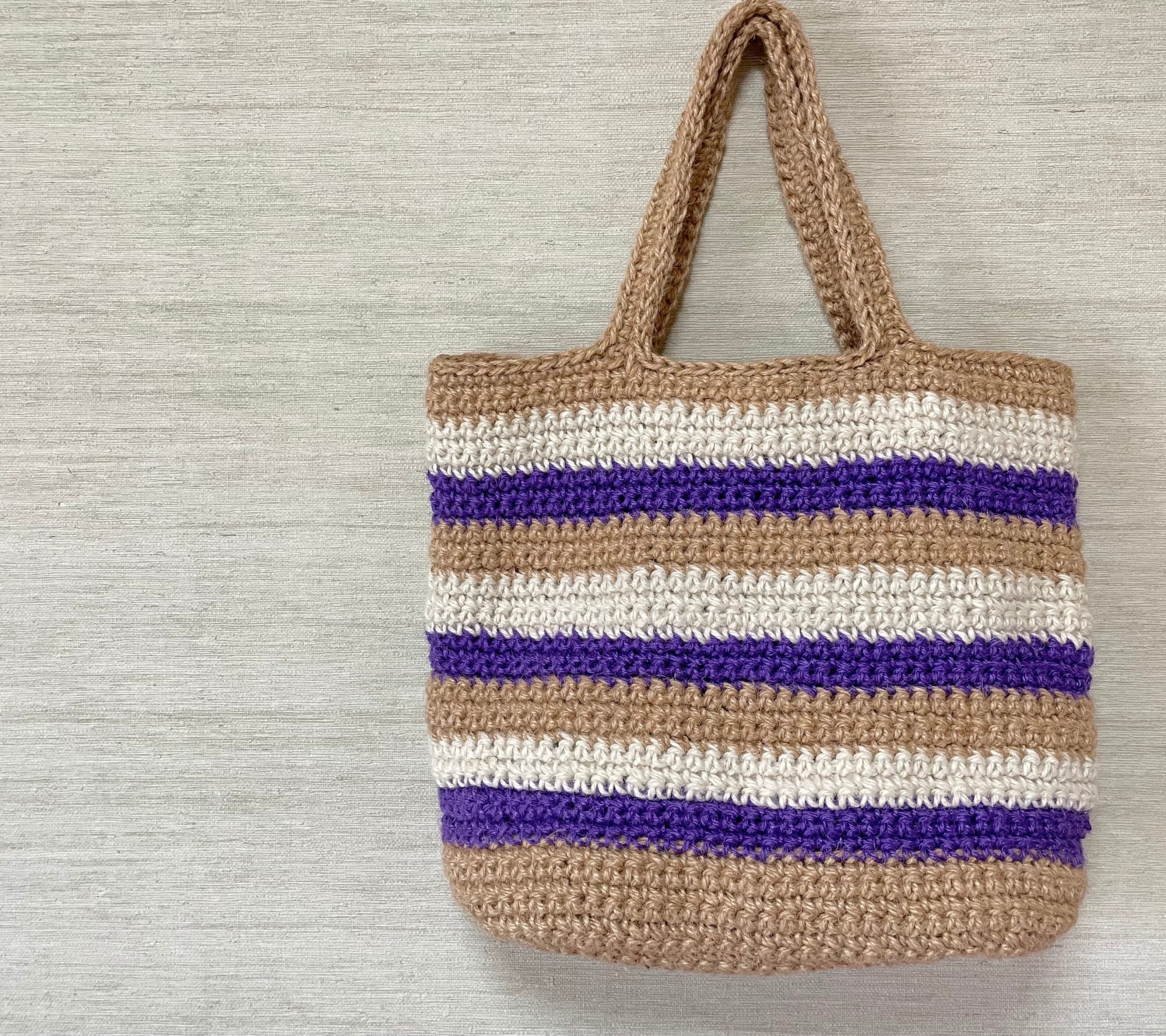 麻バッグ❃紙袋風トートバッグ | Pocket Crochet ❃ポケットクロッシェ