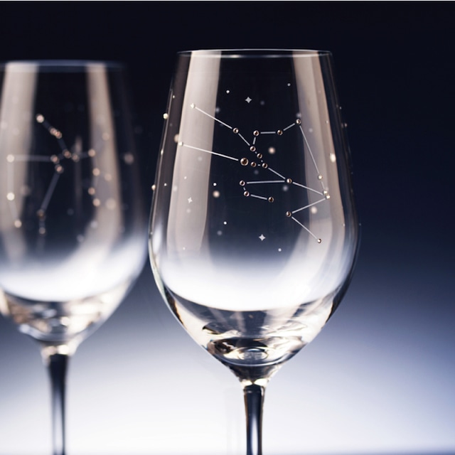 ラインストーンきらめく 12星座 の ワイングラス (単品販売) 名入れ可（有料） 365ml 名入れ可（有料） 送料無料 ラッピング無料 アトリエキース