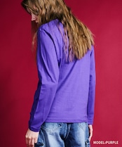 ロッキンスカルエンブロイダリーL/SベーシックTシャツ (PURPLE) CQ-47080
