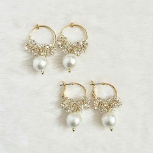 【ゴールド】フープパール ♡ フープピアス/イヤリング