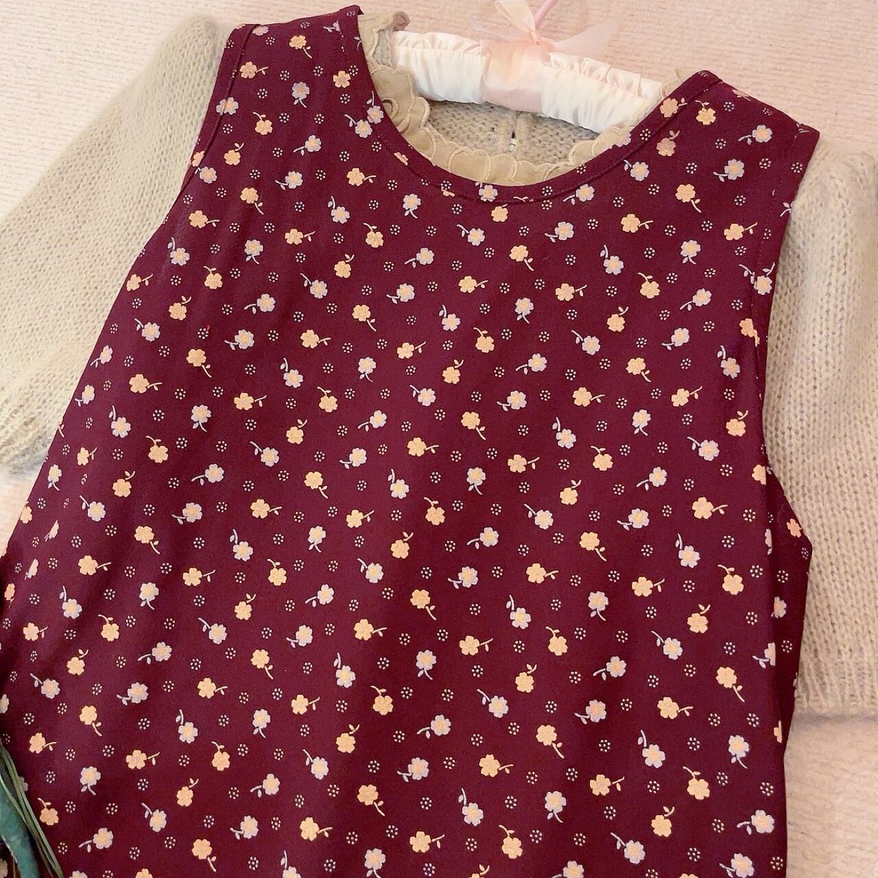 bordeaux flower sleeve less one-piece