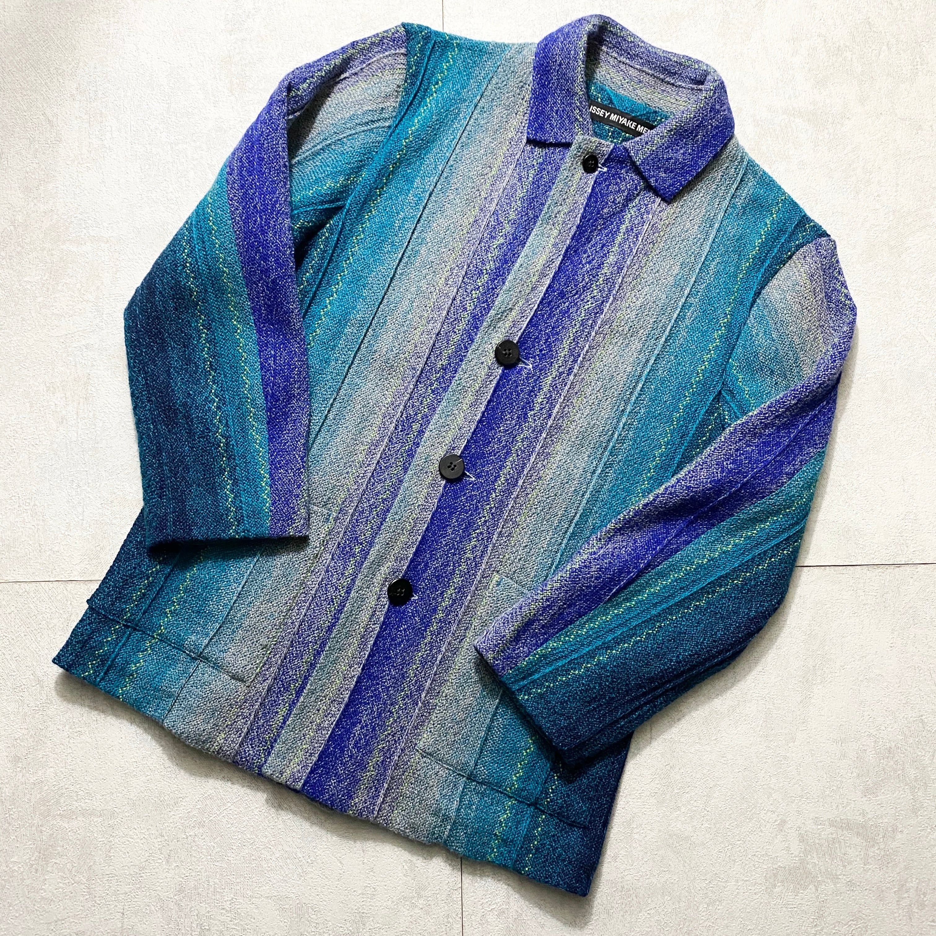 ISSEY MIYAKE MEN stripe pattern knit jacket | NOIR ONLINE