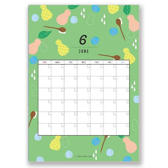 TRIP AND TEA 季節の壁掛けA4カレンダー