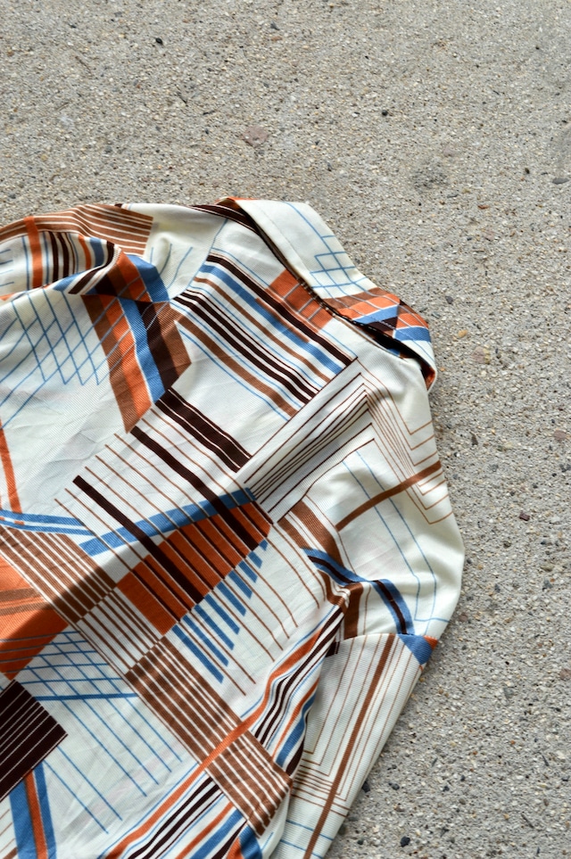 CHALLENGER 1970's From USA Acetate Old Shirt Retro Geometry Design チャレンジャー 70s アセテート オールドシャツ