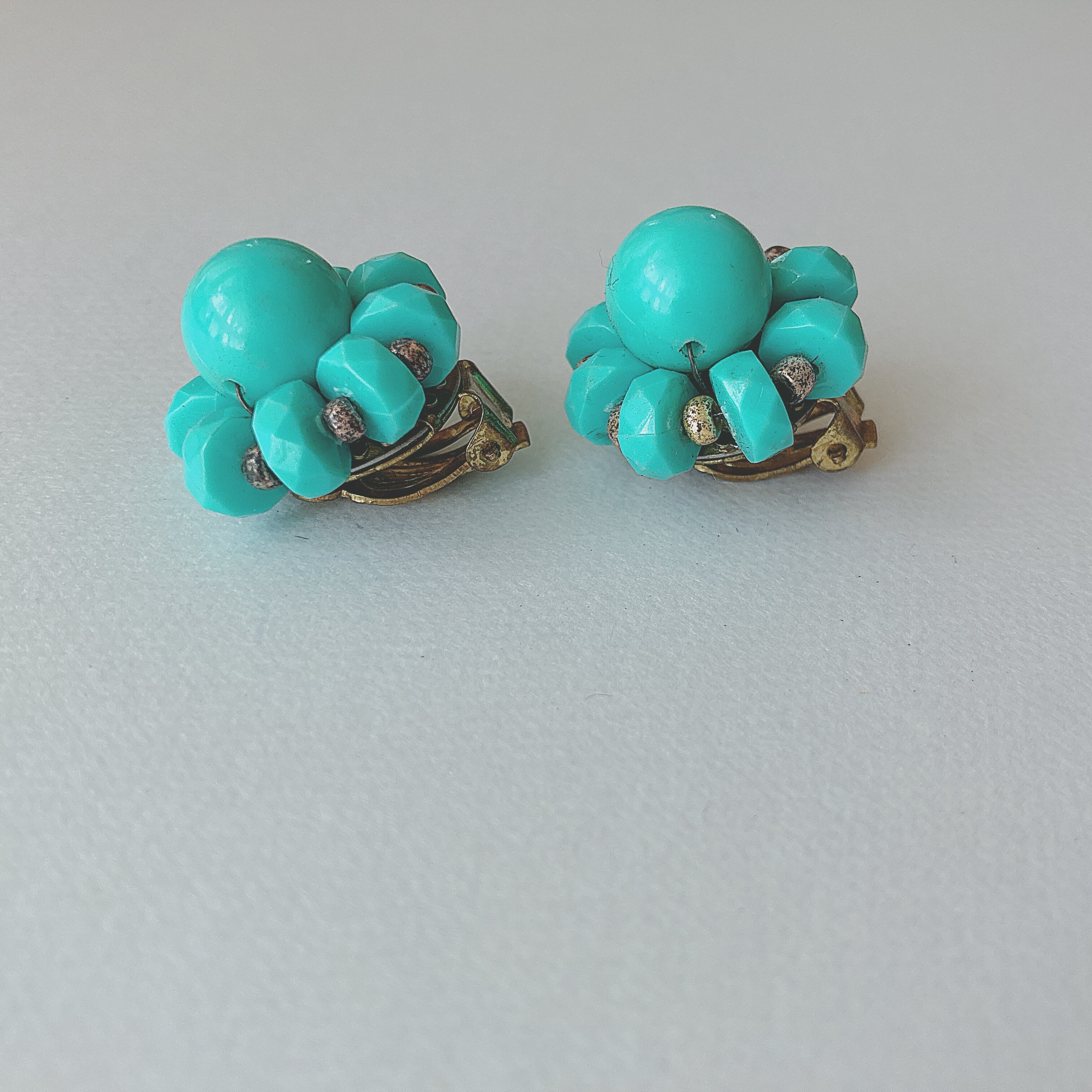 Vintage 50s - 60s Western Germany blue plastic gold beads Vintage 50s - 60s Western Germany blue plastic gold beads