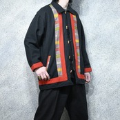 ethnic design wool jacket