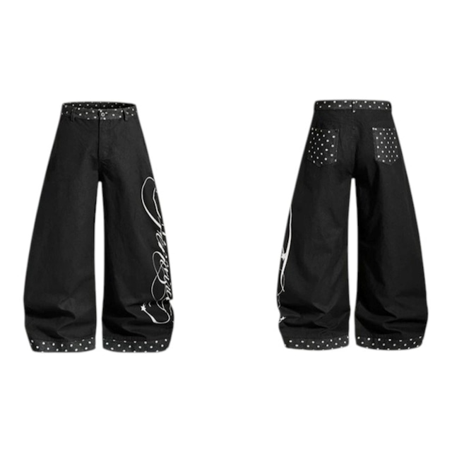ポルカドットコンビサイドロゴルーズフォルムパンツ 1col R02456