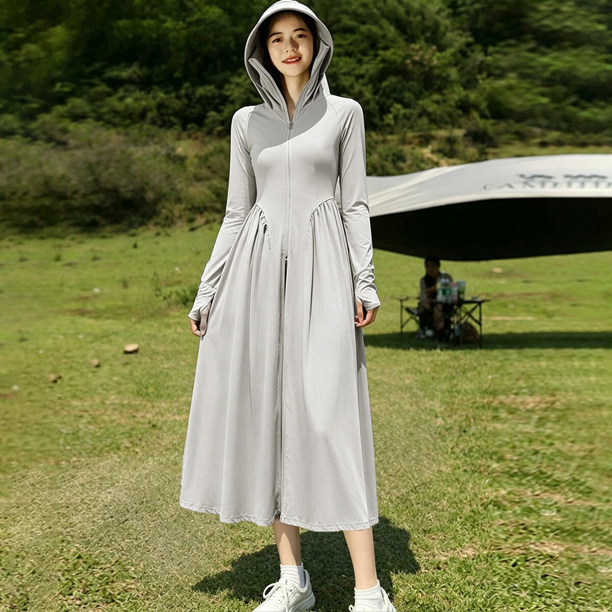 ラッシュガード ロング UV対策 レディース 夏 韓国 パーカー ワンピ 薄手 接触冷感 日焼け防止 UPF50+ サンバイザー付き アウター 羽織り 紫外線対策 渦しい 大人可愛い 大人女子