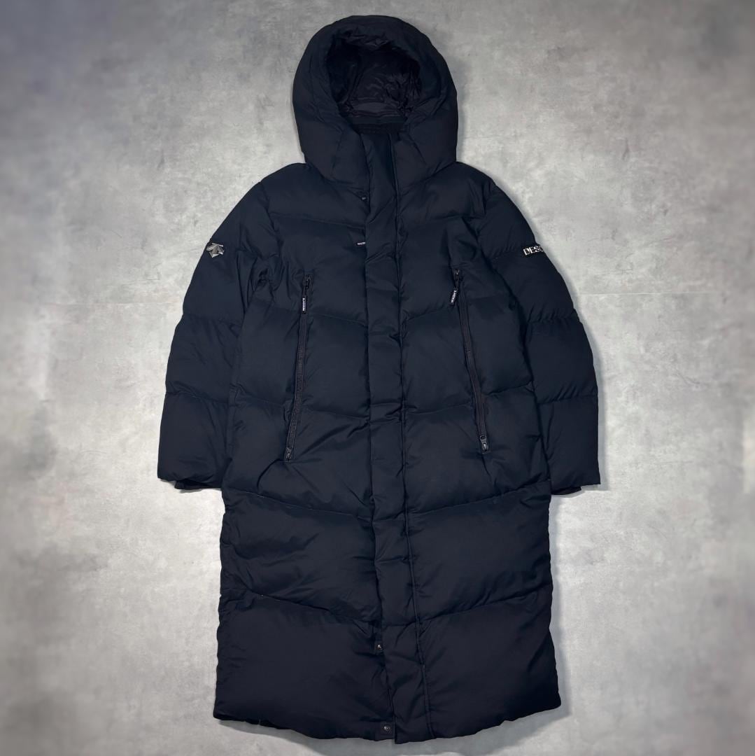 デサント ダウンジャケット 古着 ベンチ ロング M 黒 16530