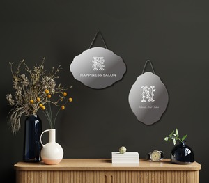 【名入れ】イニシャルミラー//サインミラー　壁掛けミラー・鏡・名入りギフト