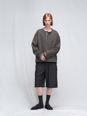 DECESOLO 26SS  ウォッシュドコットン ヘンリーネック ロングスリーブ Tシャツ