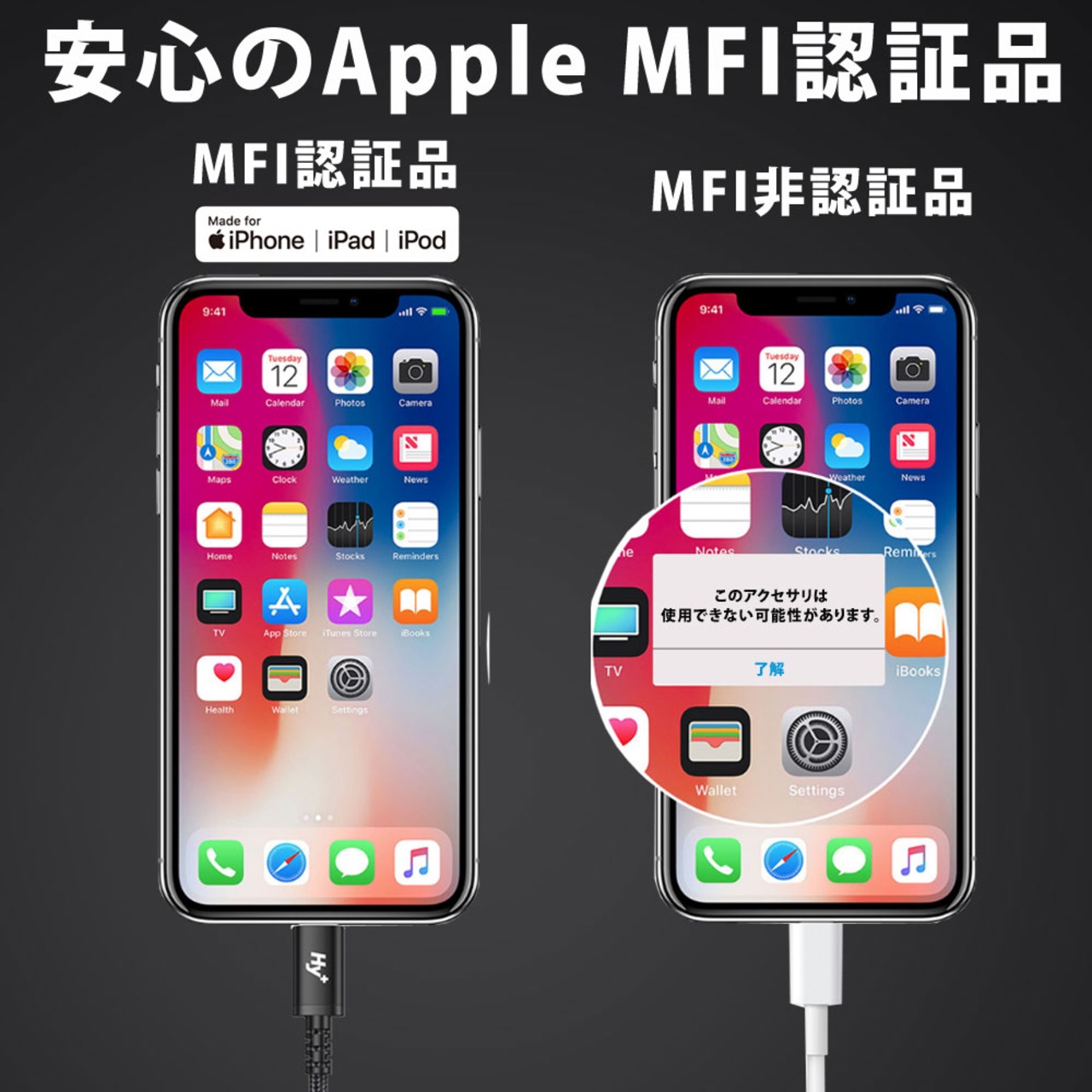 Hy+ USB Type-C to Lightning ケーブル 【Apple MFI 認証】 PD充電対応 ナイロン編み仕様 最大3A 1m ブラック HY-PDLT1 ブラック