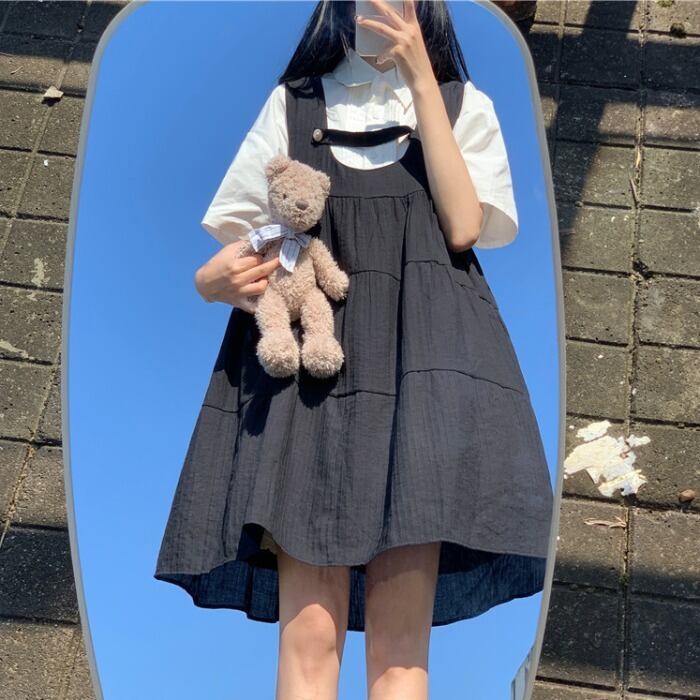 サマードレス スタンダードスカート ホワイトシャツ カジュアル レトロ 大人ガーリー スウィート キュート 夏物 ケッペル38857897823