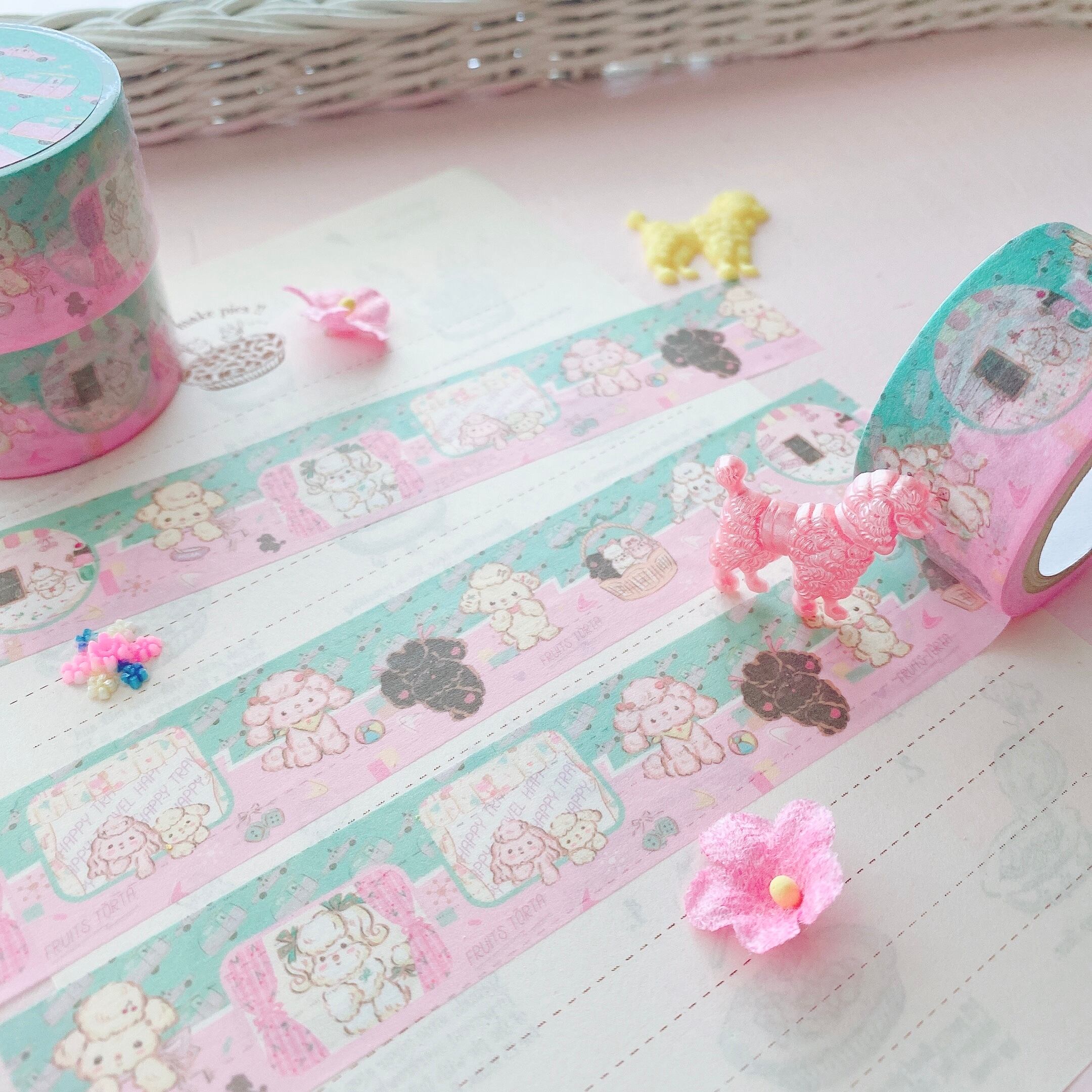 Poodle’s 60s travel life 24mm washitape/maskingtape　プードルたちの　60sお旅　マスキングテープ