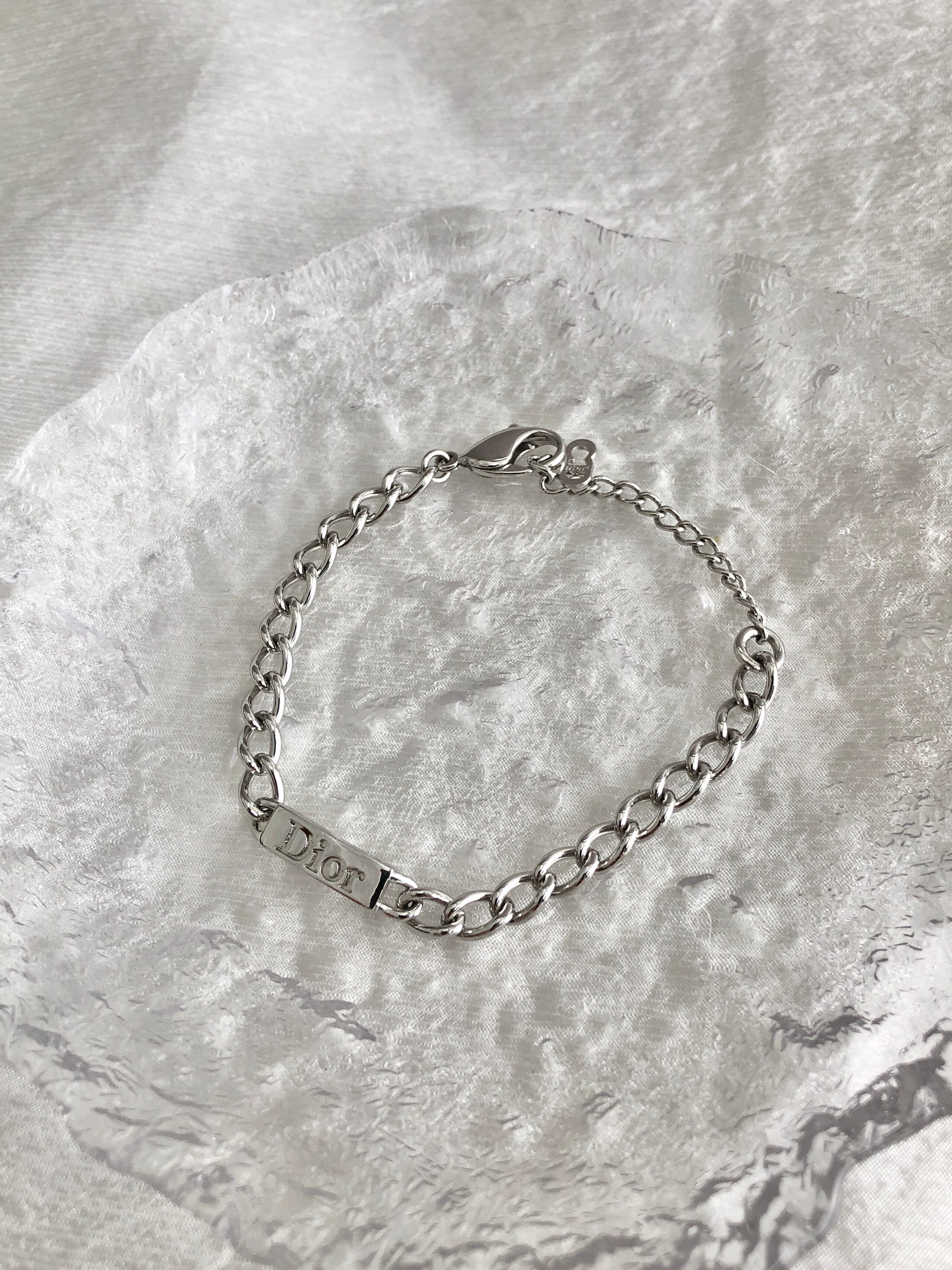 Christian Dior クリスチャン ディオール ブレスレット シルバー ロゴプレート vintage ヴィンテージ オールド cevvhs