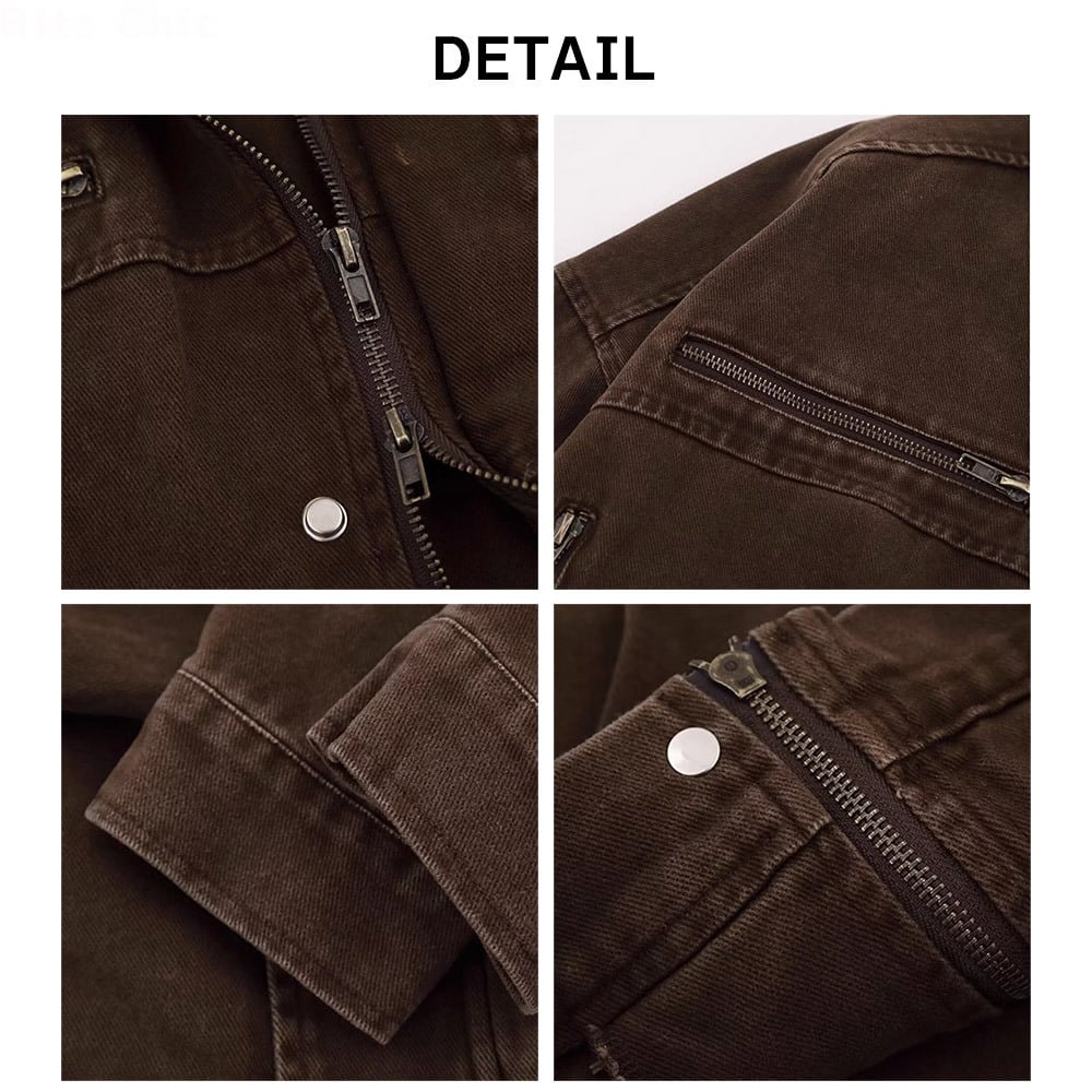 【送料無料】 ショート ジャケット レディース 春秋冬 アウター アメカジ レトロ 大人 カジュアル きれいめ ゆったり 羽織り スタンドカラー 丈夫 厚手 大人可愛い 大人女子