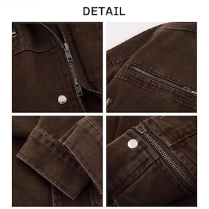 【送料無料】 ショート ジャケット レディース 春秋冬 アウター アメカジ レトロ 大人 カジュアル きれいめ ゆったり 羽織り スタンドカラー 丈夫 厚手 大人可愛い 大人女子