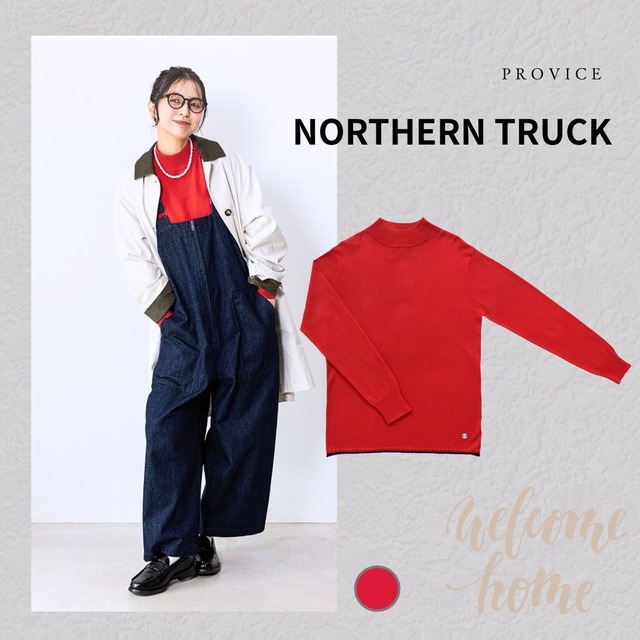 NORTHERN TRUCK/NGS95491/ /リブハイネックニットプルオーバー/ニットプルオーバー/コットン100％/ハイネックニット/赤ニット