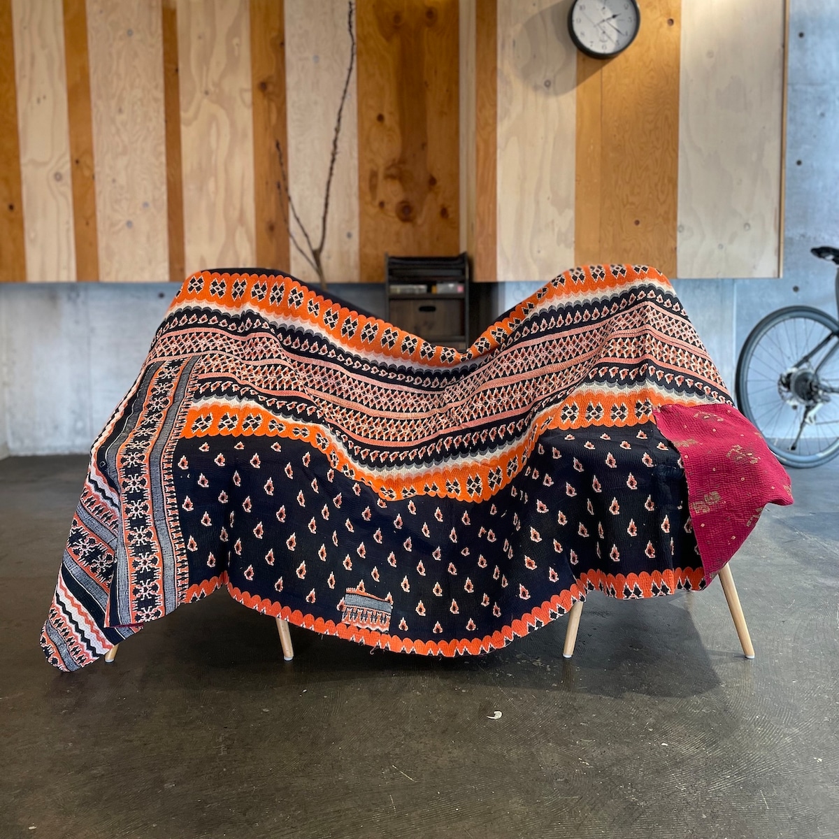 1点物】大判 Vintage kantha quilt no.126 カンタキルト ラリーキルト 