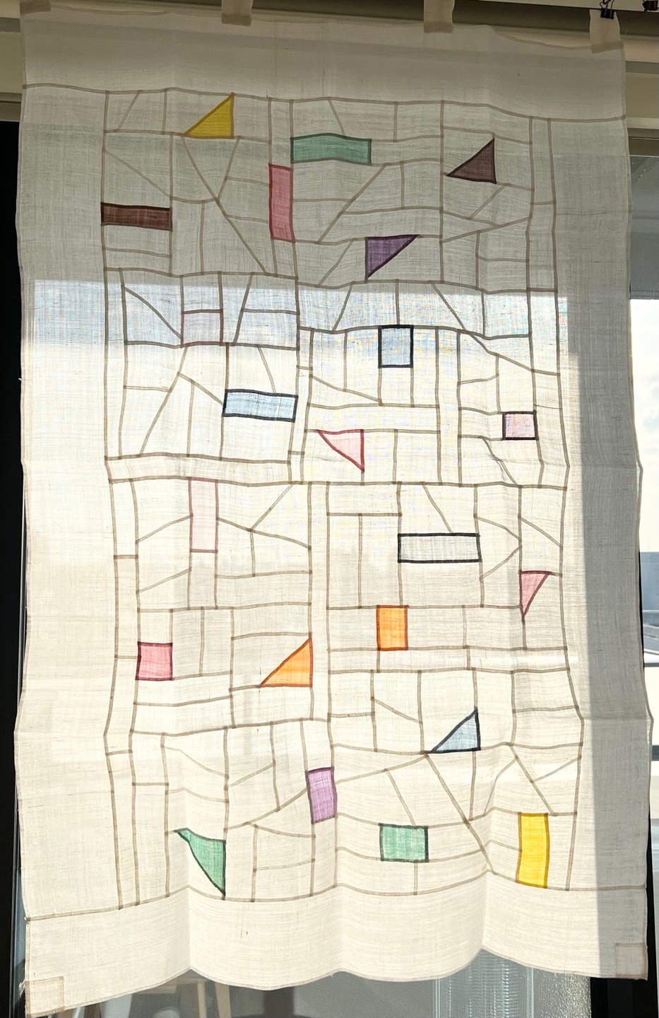 手縫い ポジャギ 120×80 カフェカーテン カーテン 暖簾（手縫い  