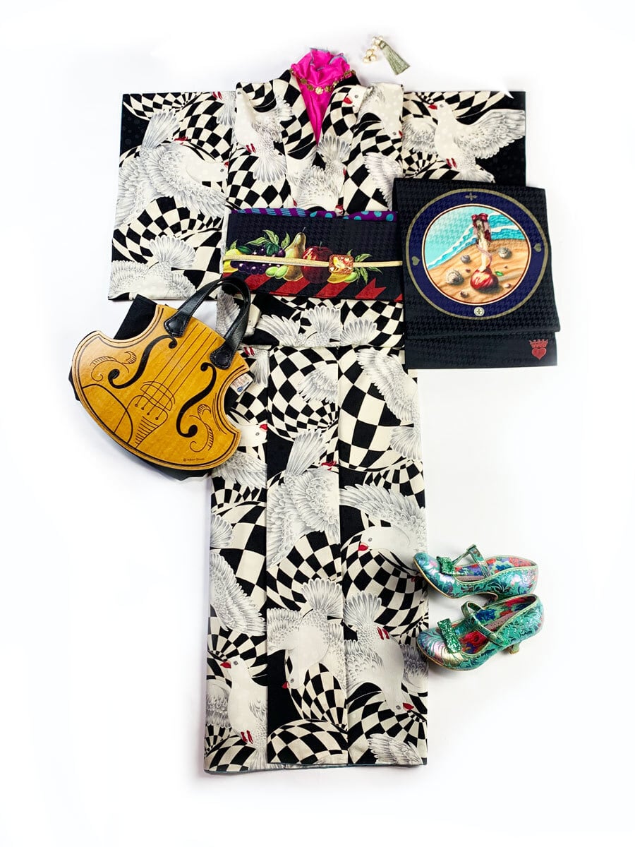 M寸即納品あり】鳩柄ポリエステル小紋 黒 | 重宗玉緒 WEB SHOP