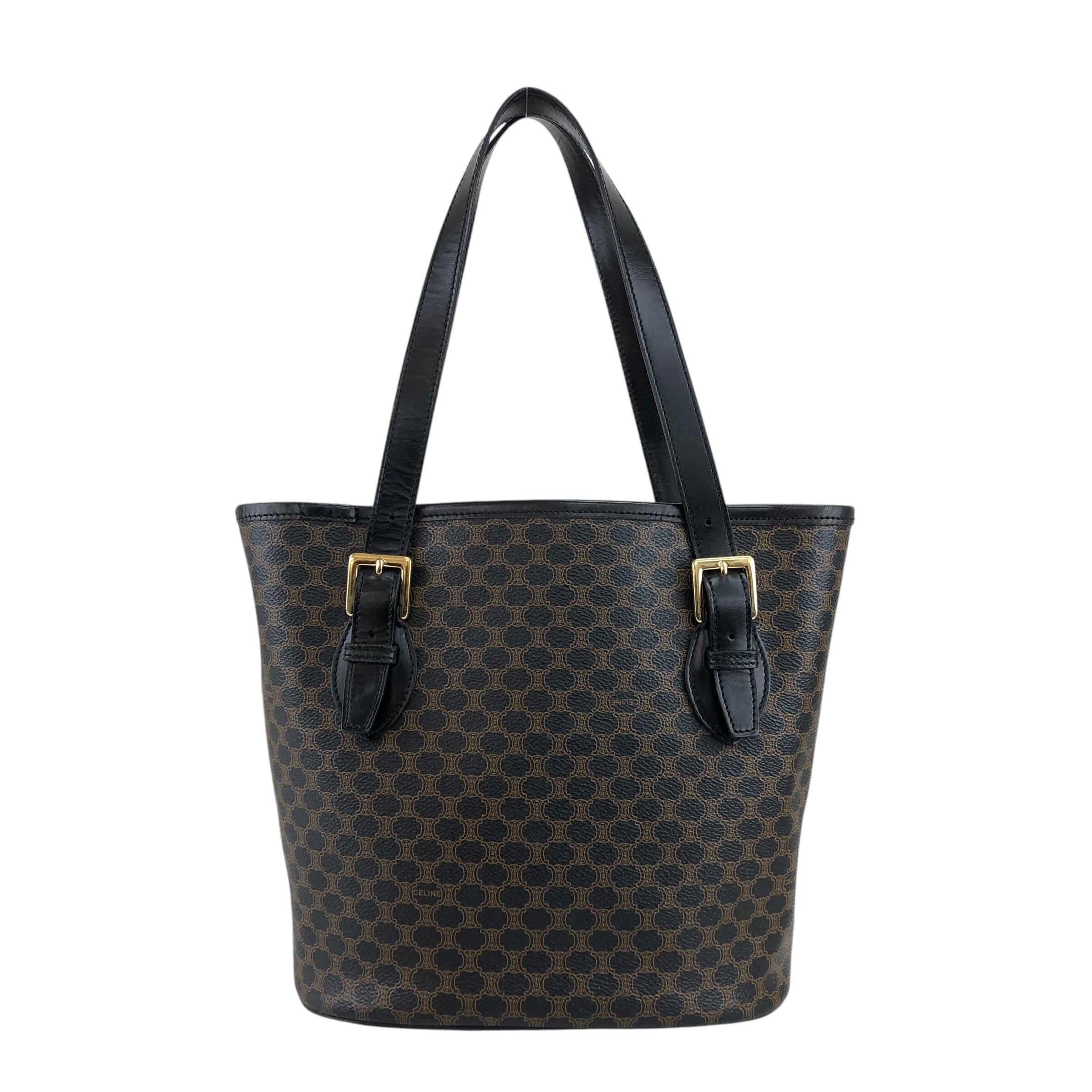 CELINE セリーヌ マカダム トートバッグ ブラック PVCレザー MC99