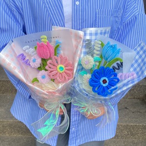 gingham bouquet series blue 【ギンガムチェック】 | fuwafuwa flower