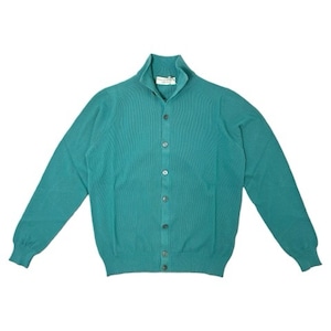 FILIPPO DE LAURENTIIS(フィリッポ デ ローレンティス)standing collar crepe cotton knit cardigan(BB1ML08/740)/PEACOCK GREEN