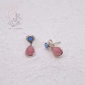 碌山　ロードクロサイトとオパールのピアス
