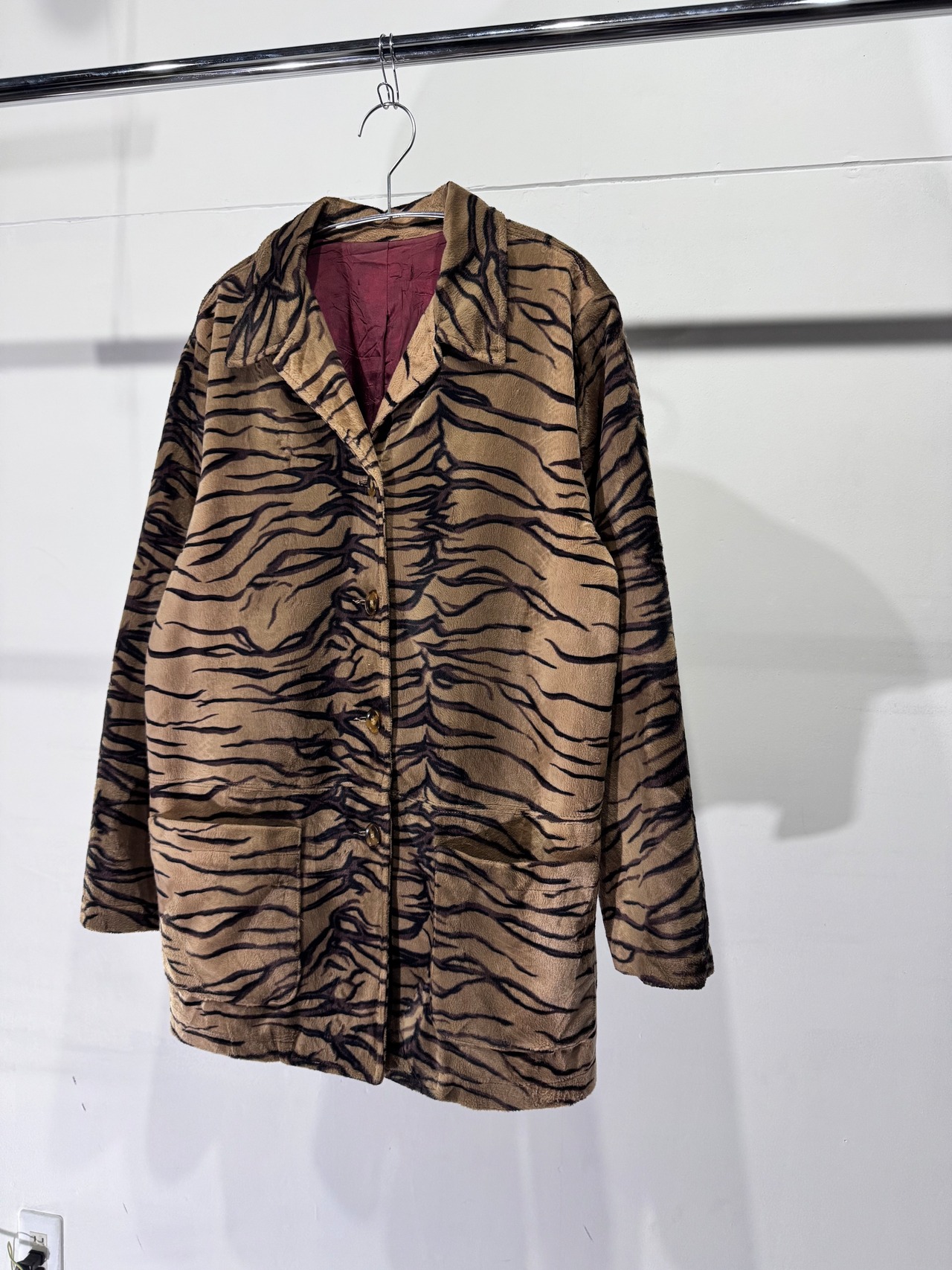 【L】1990s Karen Kane / Zebra Pattern Pile Fabric Jacket / 20251387