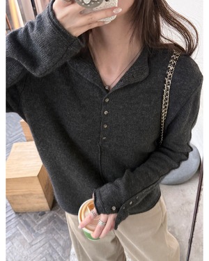 ボタン袖ロングスリーブニット 3color A0777